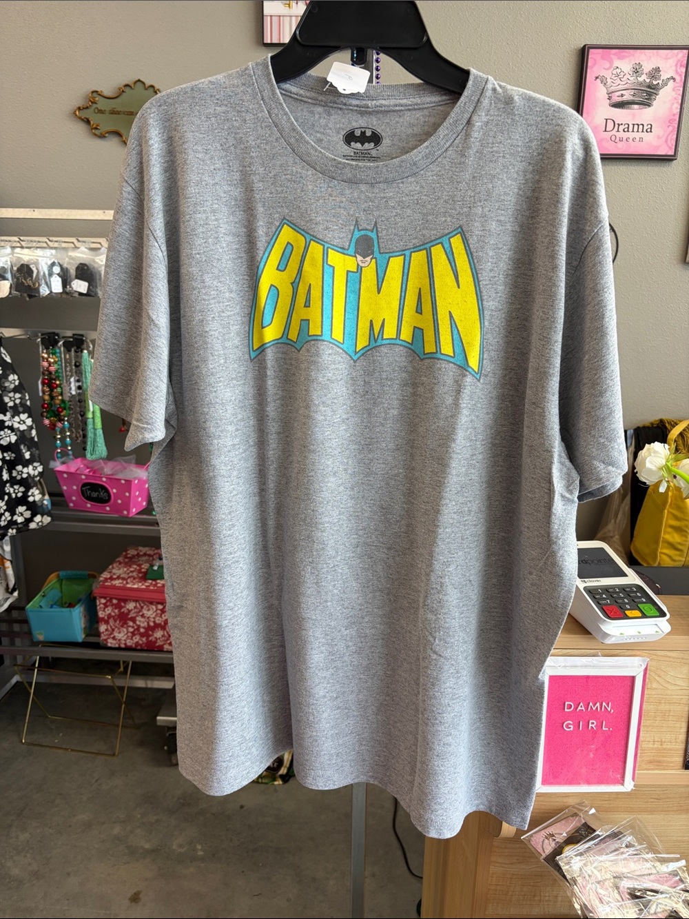 Batman Gray Tee with Yellow and Blue Logo